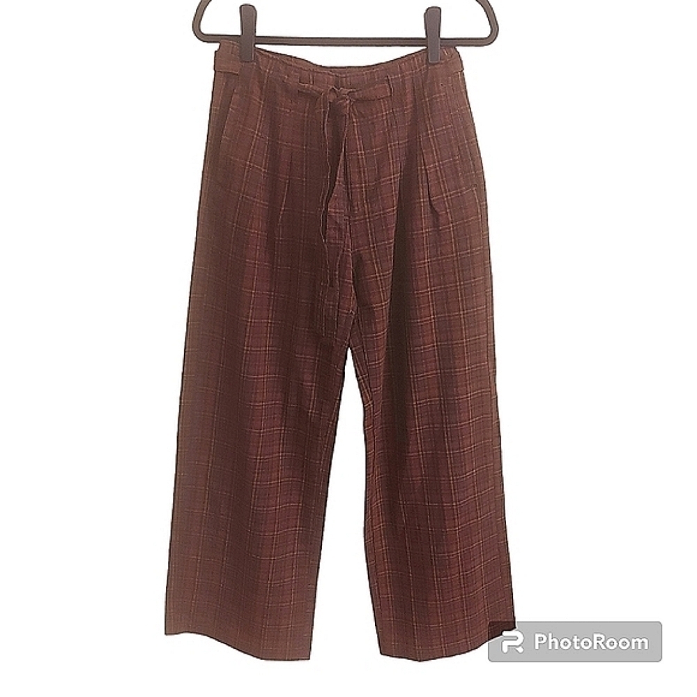 AMERICAN EAGLE High Waisted Wide Leg Plaid Pants NEW 4 Academia Preppy School